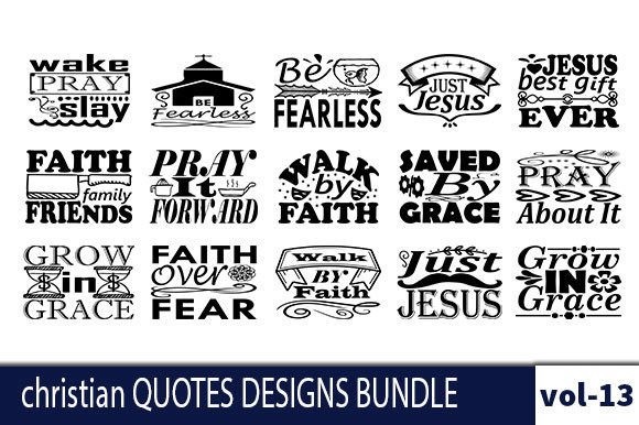 Christian 15 Quotes Designs Bundle: Graphics for Crafts