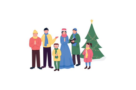 Christmas Carollers Flat Characters: Graphics & Illustrations Review
