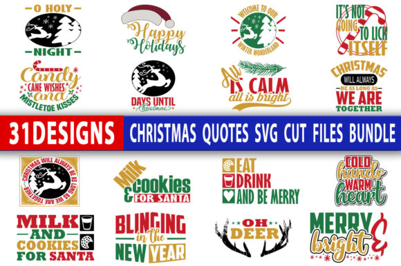 Christmas Quotes SVG Design Bundle for Crafts & Graphics