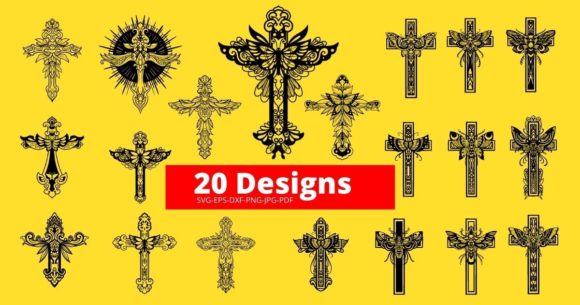Fancy Christian Cross SVG Bundle: Editorial Design Assets