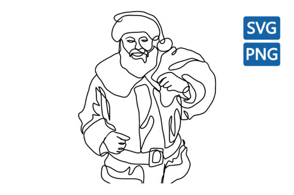 Santa Claus One Line Drawing Art: Graphics & Illustrations
